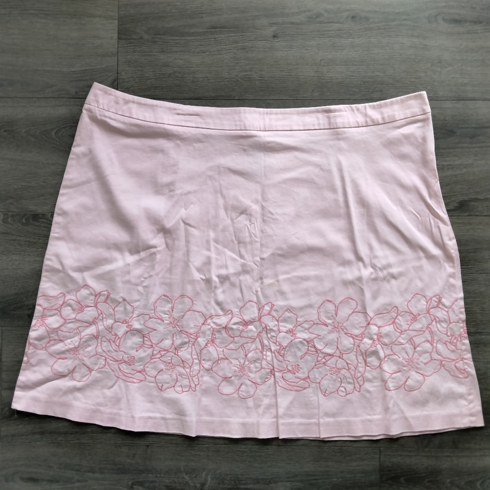 George Women's Plus Embroidered Floral Pink Skirt Size 26W